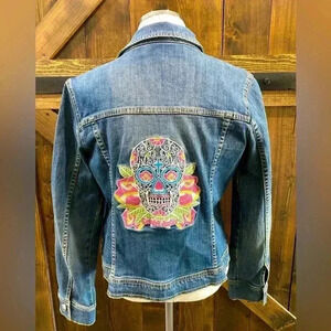 Cowgirl Justice Sugar Skull Jean Jacket Women’s Size M